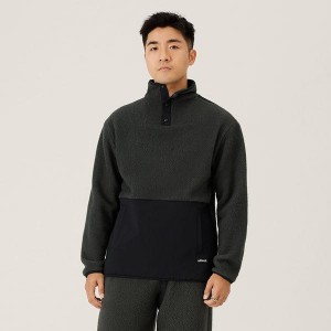 Bluza z Kapturem Allbirds Fluff Fleece Pullover Męskie Czarne | PL4330NB