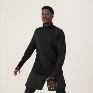 Bluza z Kapturem Allbirds Performance Quarter Zip Męskie Czarne | PL4327WY