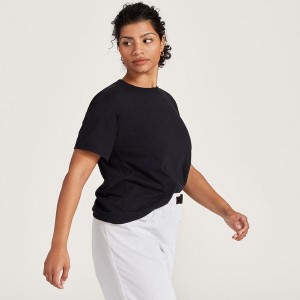 Koszulki Allbirds Allgood Bawełniane Damskie Czarne | PL4744QZ